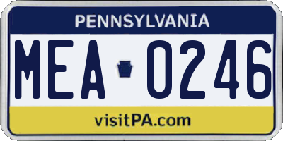 PA license plate MEA0246