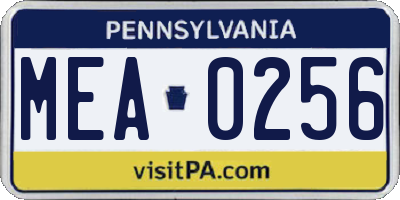 PA license plate MEA0256