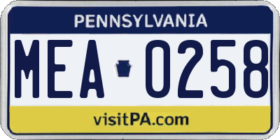 PA license plate MEA0258