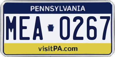 PA license plate MEA0267