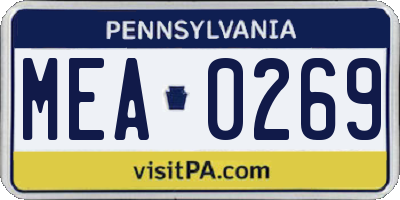 PA license plate MEA0269