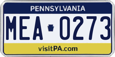 PA license plate MEA0273