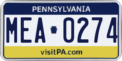 PA license plate MEA0274