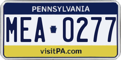 PA license plate MEA0277