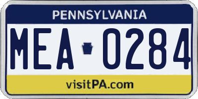 PA license plate MEA0284