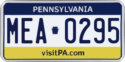 PA license plate MEA0295