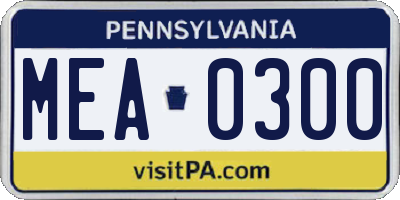 PA license plate MEA0300