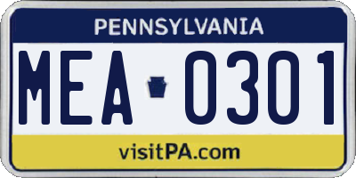 PA license plate MEA0301