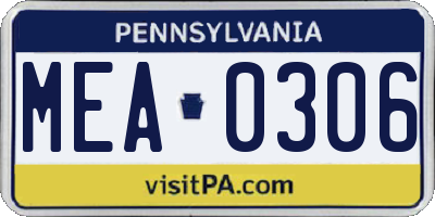 PA license plate MEA0306