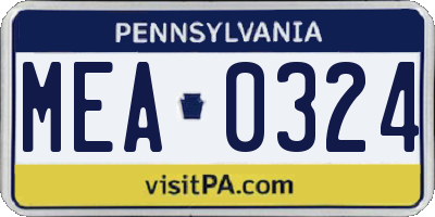 PA license plate MEA0324