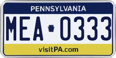 PA license plate MEA0333