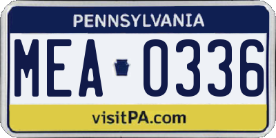 PA license plate MEA0336