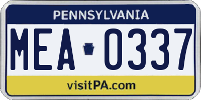 PA license plate MEA0337