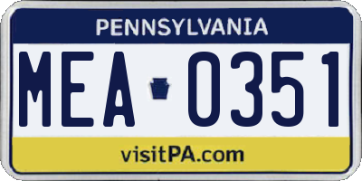 PA license plate MEA0351