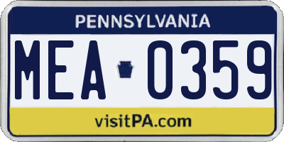 PA license plate MEA0359