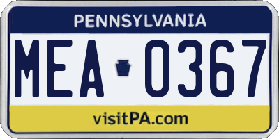 PA license plate MEA0367