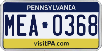 PA license plate MEA0368