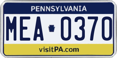 PA license plate MEA0370