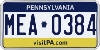 PA license plate MEA0384
