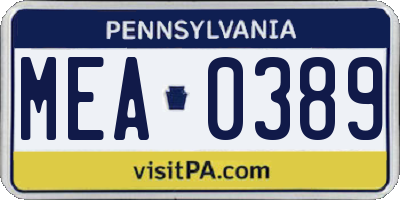 PA license plate MEA0389
