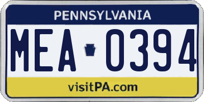 PA license plate MEA0394