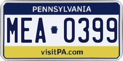 PA license plate MEA0399