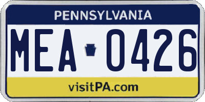 PA license plate MEA0426