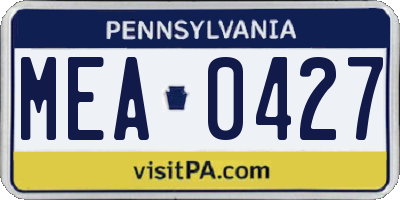PA license plate MEA0427