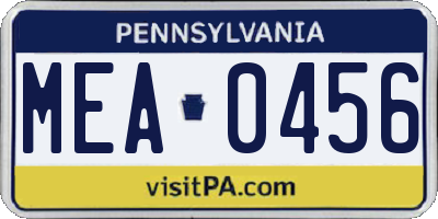 PA license plate MEA0456