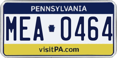PA license plate MEA0464