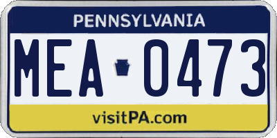 PA license plate MEA0473