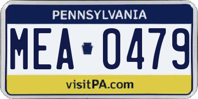 PA license plate MEA0479