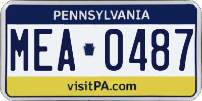 PA license plate MEA0487
