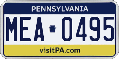 PA license plate MEA0495