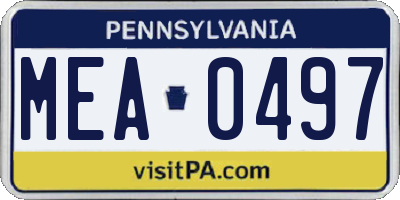 PA license plate MEA0497