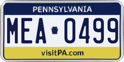 PA license plate MEA0499