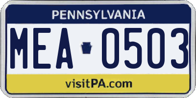 PA license plate MEA0503
