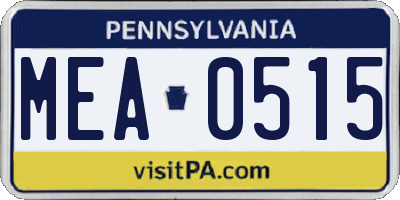 PA license plate MEA0515