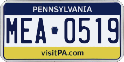 PA license plate MEA0519