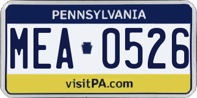 PA license plate MEA0526