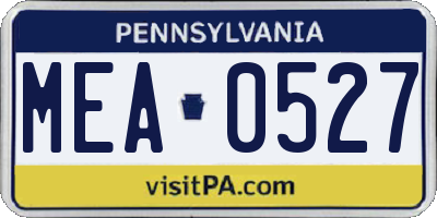 PA license plate MEA0527
