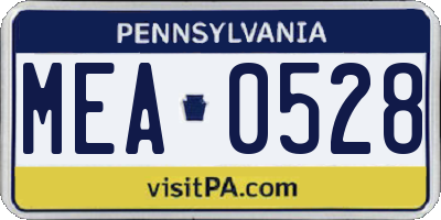 PA license plate MEA0528