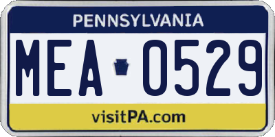 PA license plate MEA0529