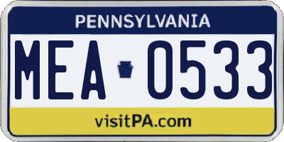 PA license plate MEA0533