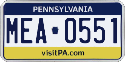 PA license plate MEA0551