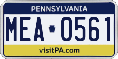 PA license plate MEA0561