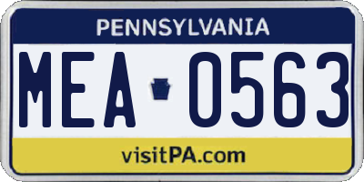 PA license plate MEA0563