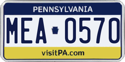 PA license plate MEA0570