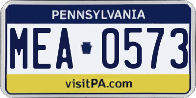 PA license plate MEA0573