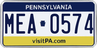 PA license plate MEA0574